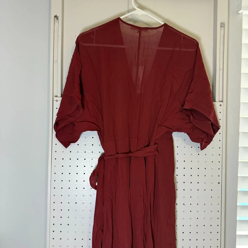 Reformation Winslow Wrap Dress Women's Small Burgundy Viscose Tie Waist‎ NWT - Picture 10 of 13